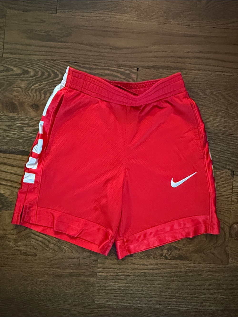 Nike Elite Boys' Red Mesh Athletic Shorts with White Swoosh